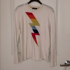 Revolve Sweater with Rainbow Lightning Bolt Detail